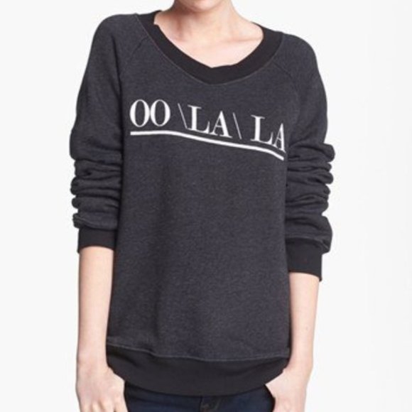 Wildfox Oo La La Pullover Soft V Neck Sweatshirt - Picture 1 of 2